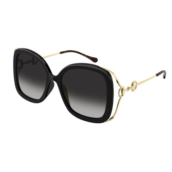 NEW GUCCI BUTTERFLY SUNGLASSES GUCCI GG1021S 002 BLACK GREY EYEWEAR - Picture 1 of 3